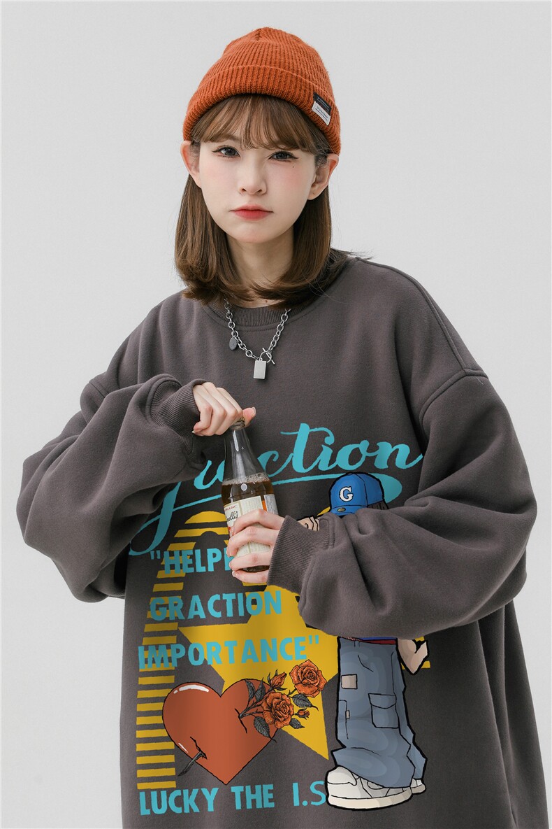 中性风23秋季时尚百搭宽松字母印花潮流情侣卫衣W1036P30控48,男装卫衣,A247A