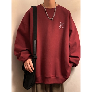 烫花大码330克重磅华棉复合圆领纯色休闲卫衣-W4272-P33【特价】图片