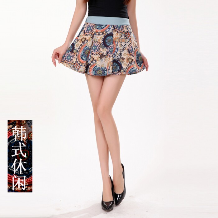 韩式时尚印花高腰显瘦短裤热裤修身百搭潮流女装，女装短裤/热裤，秋牧寒烟