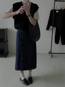 韩系牛仔半裾，颜色版型爱了，其它，SPARKS OF FIRE