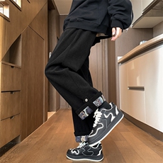 港风大码美式灯芯绒卷边设计阔腿休闲裤男XZ213-DK2002-P55控68，男装休闲裤，星座213