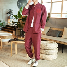 风唐装盘扣刺绣夹克中式居士服宽松大码汉服套装男A819-P115，男装夹克，钱塘788(原4013)
