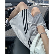 抖音品质夏季新款潮条纹透气网眼宽松短裤B315-K24205-特p30控58，男装牛仔裤，电商B315