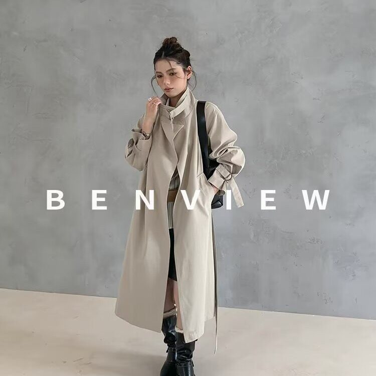 时尚气质通勤休闲春季长款风衣女士2025年春季新品设计感风衣外套,男装风衣,星座506A