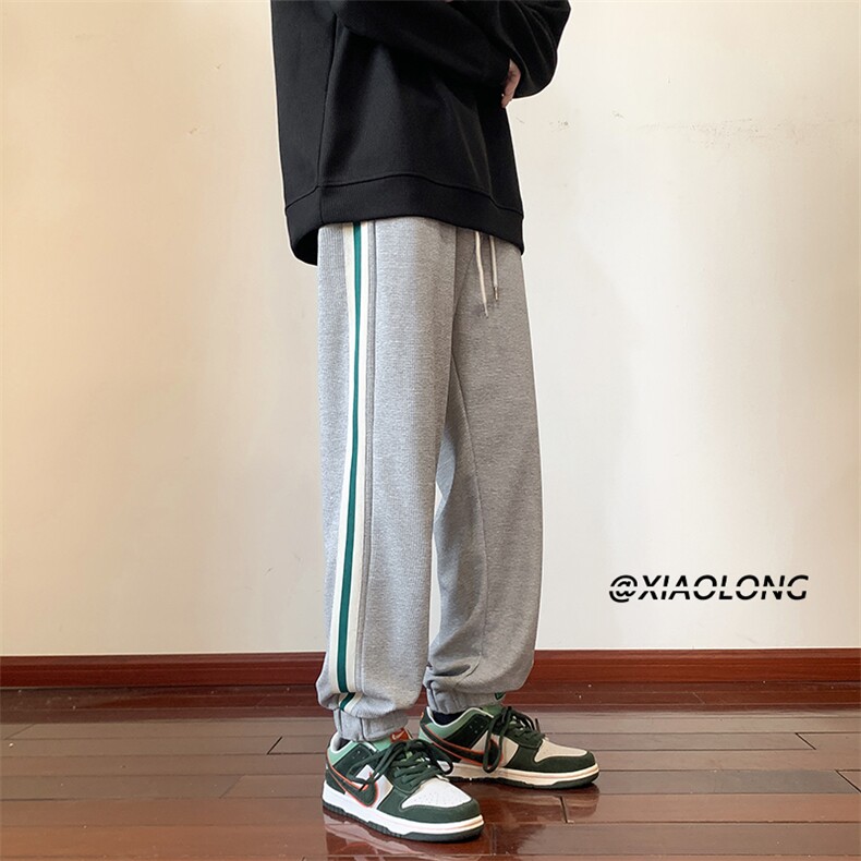 华夫格裤子男宽松潮牌运动束脚裤休闲裤K811*P39加绒45控68,男装休闲裤,星座227-2