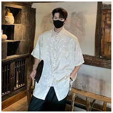 新中式汉服风上衣夏日衬衫短袖男高级感痞帅道袍CX016，男装衬衫，星座1116A-1（原606A）