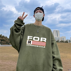 ！23秋季宽松大码港风FOR麂皮绒圆领卫衣JW19124-p40控58，男装卫衣，星座508（原C305）