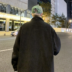 秋冬新款港风羊羔毛颗粒绒加厚外套男女夹克宽松棉衣JK30/P80，男装夹克，电商A221A