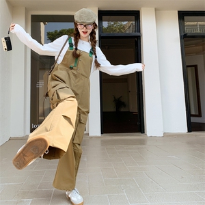 【春款】大口袋撞色肩带工装背带裤C158-8637-P120-K178图片