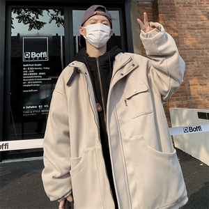 A850-P88 2024新款连帽工装假两件男款潮牌风衣外套情侣棉服图片
