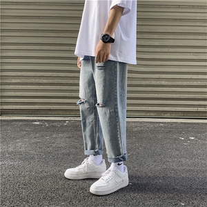 主推港风潮流破洞乞丐 裤九分裤牛仔裤休闲裤直筒裤1008-KZ11图片