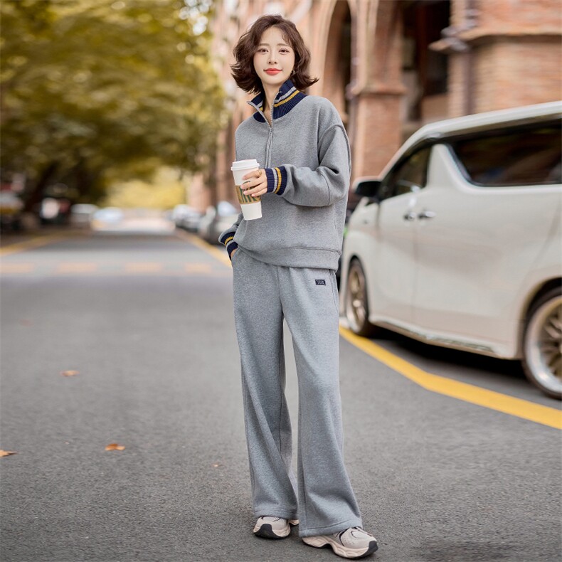 姜黄色休闲运动女秋冬高级感欧货加绒加厚减龄立领卫衣,女装卫衣/绒衫,梦懿尔