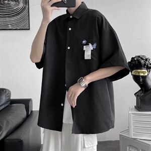 短袖衬衫春款男港风潮流H11P28图片