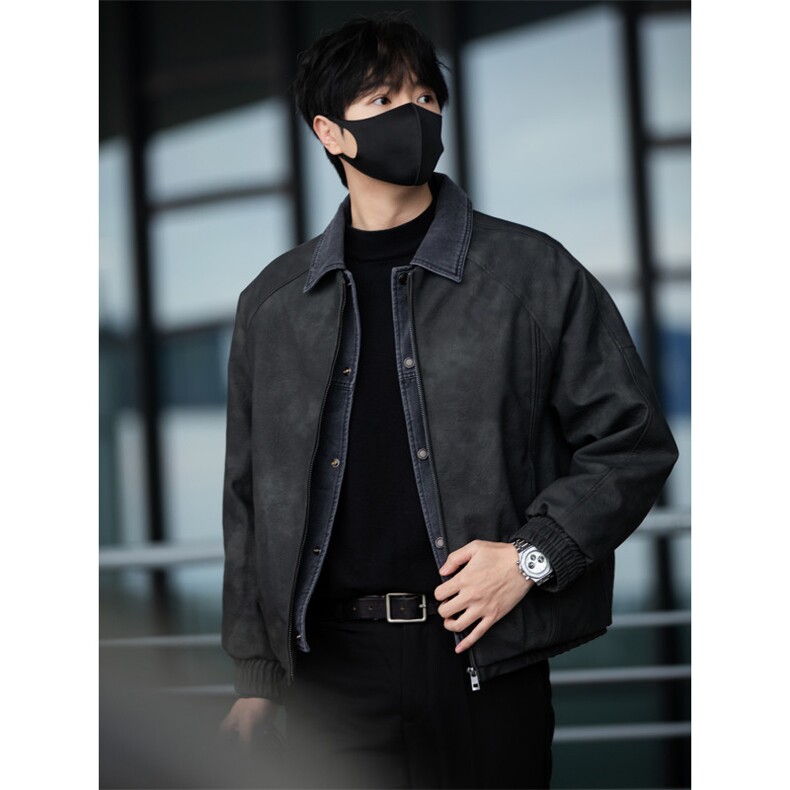 标50绒街拍男士翻领假两件短款皮羽绒服保暖外套5065-P255，男装羽绒服，电商B328