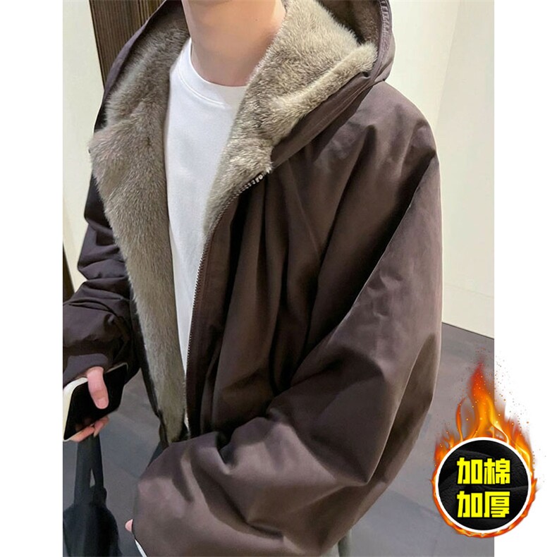 两面穿现货重磅短款座山雕棉衣男女双面穿毛毛绒棉服加厚外套,男装棉衣,电商A443