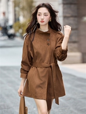 立领风衣外套女高级感春秋季2025新款小个子时尚洋气减龄显瘦上衣，女装风衣，浙宝029