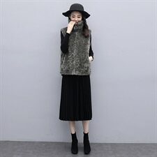 马甲女2021冬季新款韩版休闲外搭仿皮草外套时尚獭兔毛马夹上衣潮，女装皮草，素月