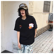 万针全刺绣工艺抖音得物高品质260克重磅纯棉双纱美式高街短袖T恤，男装T恤，电商A486