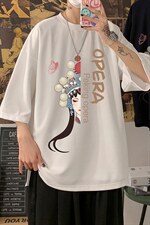 Q11161-P30京剧脸谱春夏季七分袖t恤男大码五分袖男短袖中袖，男装T恤，电商A040