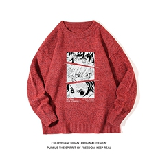 加厚加绒毛衣男大码毛线衣男针织衫M19176-P45加绒款-P65白底，男装针织衫/毛衣，电商A040A