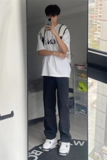 B221美式ins高街暗黑小众情侣毛巾绣直筒牛仔裤LK23021-P65控88，男装牛仔裤，电商B221