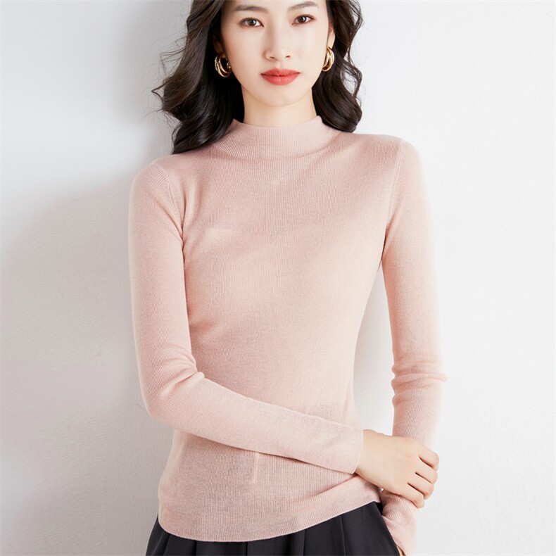 秋冬季新款半高领毛衣女长袖宽松显瘦百搭针织毛衣上衣,针织衫/毛衣,贵皇网供仓
