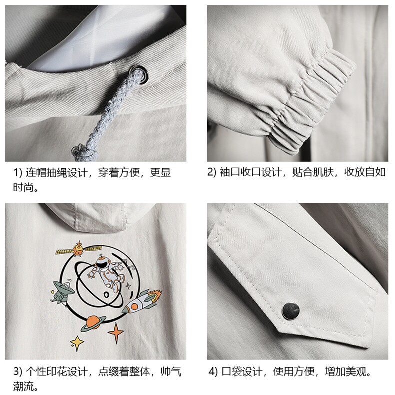 JK41142-P85纯棉连帽夹克男士大码工装夹克男外套男网格挂拍,男装夹克,电商A040A