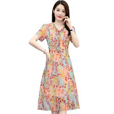 2021年夏季新款雪纺连衣裙长款印花连衣裙，女装连衣裙，欣贝拉