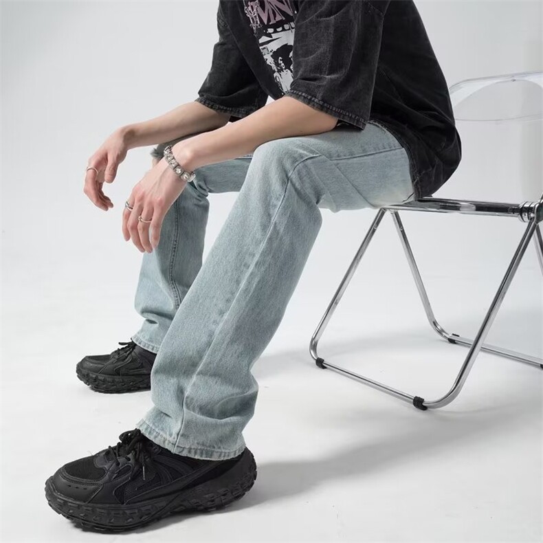 牛仔裤破洞男美式宽松新款潮流夏季街头时尚直筒休闲裤RK649-P62,男装牛仔裤,星座412-3