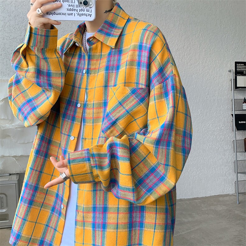 现货CS7128-P35特控58早秋大码宽松格子衬衫外套，男装衬衫，电商D232