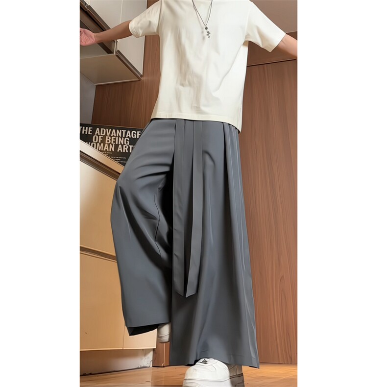 2025新中式冰丝大裤脚阔腿裤电商A057-K175-P45，男装休闲裤，电商A057