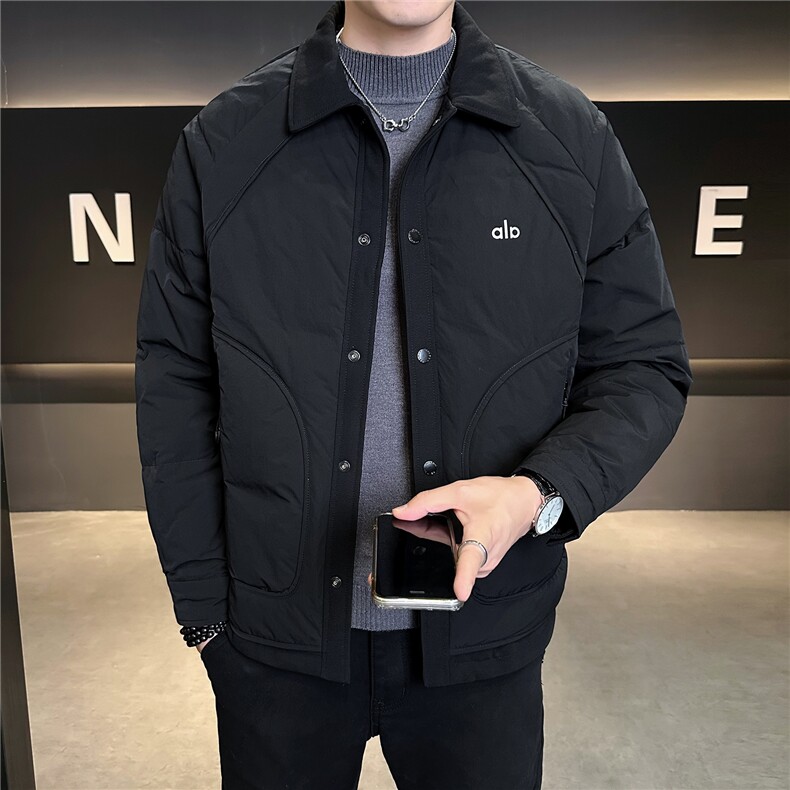 M-4XLB3539829P185黑色2025翻领衬衫款轻薄冬季男羽绒服外套,男装衬衫,电商B353
