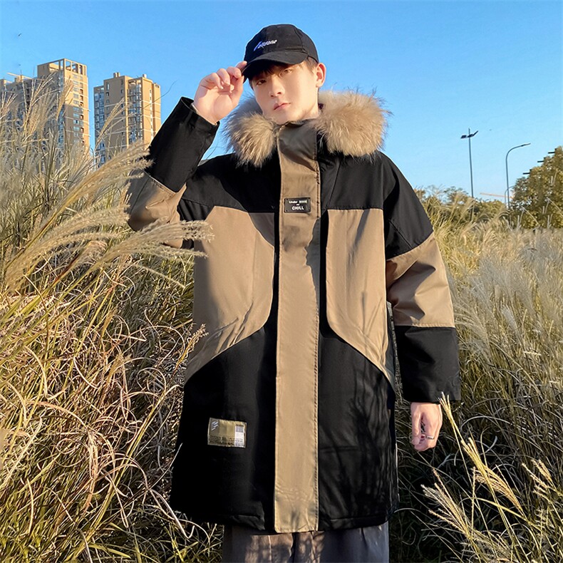 8XL-M港风大毛领棉衣男2023冬新款中长款加棉加厚棉服外套加大码，男装棉衣，钱塘717(原712)