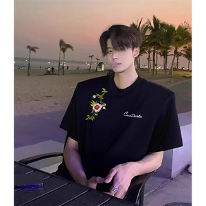 可设48小时发货 支持抖音得物来样二开230克重磅美式短袖t恤MT417图片