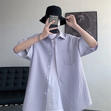 特批P25无差价25夏大码潮牌冰丝薄款短袖衬衣男休闲垂感衬衫C834，男装T恤，电商A001