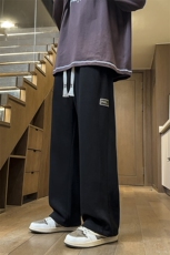 加绒卫裤男士冬季款休闲裤子宽松阔腿直筒运动裤D013-P45加绒P50，男装休闲裤，星座509