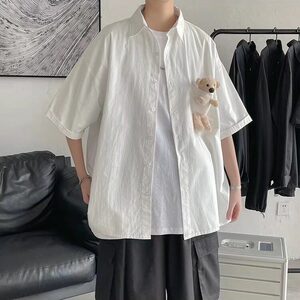 W476-P36 字母印花长袖衬衫港风宽松上衣图片