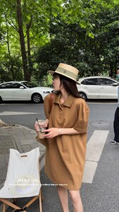 现货 小众设计感泡泡袖连衣裙，女装连衣裙，蜜思印·金