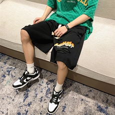 2025夏季港风休闲印花破洞宽松五分裤B266-DK03-P30，男装牛仔裤，星座B257-1