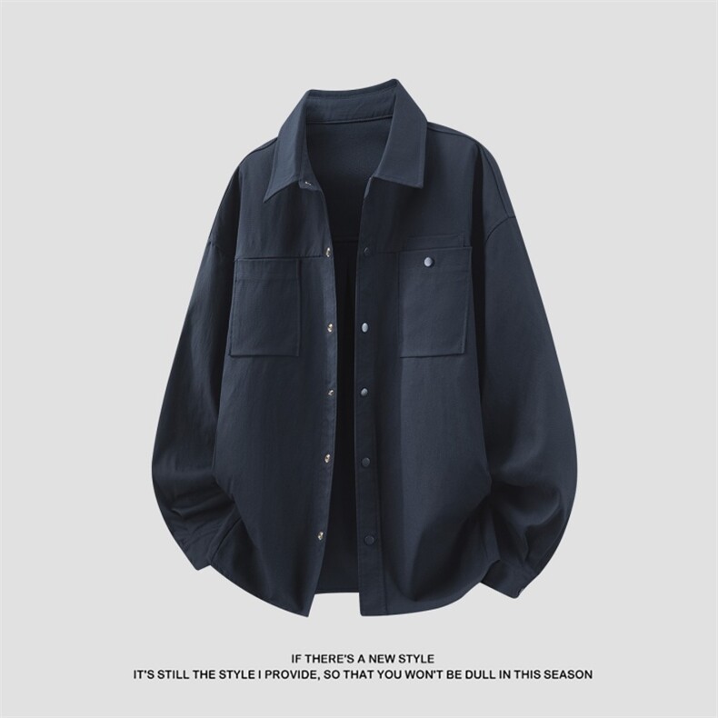 高品质鱼骨纹2026新款百搭翻领长袖衬衫A436-26020-P5589,男装衬衫,电商A436