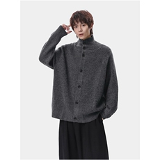 1303B-MY808-P60108高品质羊毛混纺慵懒半高领开衫纽扣毛衣，男装针织衫/毛衣，星座1303B