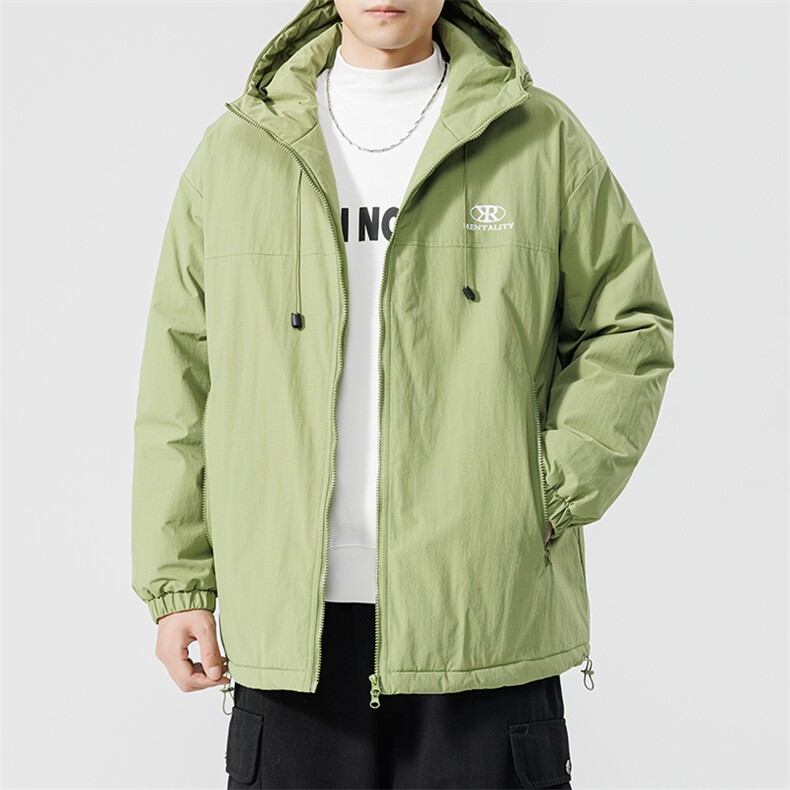 冬季日系简约保暖加厚连帽抽绳休闲宽松棉衣外套男MY9081-P100,男装棉衣,电商A128