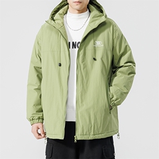 冬季日系简约保暖加厚连帽抽绳休闲宽松棉衣外套男MY9081-P100，男装棉衣，电商A128