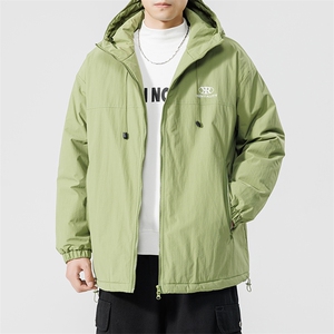 冬季日系简约保暖加厚连帽抽绳休闲宽松棉衣外套男MY9081-P100图片