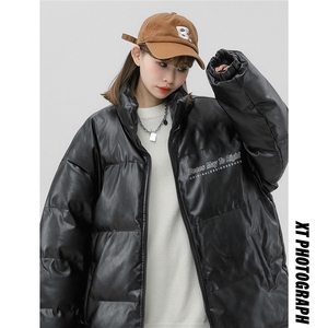 中性风23新款冬季时尚百搭宽松PU皮棉服外套MY455P115控158图片