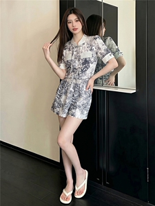 新中式盘扣立领短袖套装女夏季新款休闲运动阔腿短裤两件套潮图片