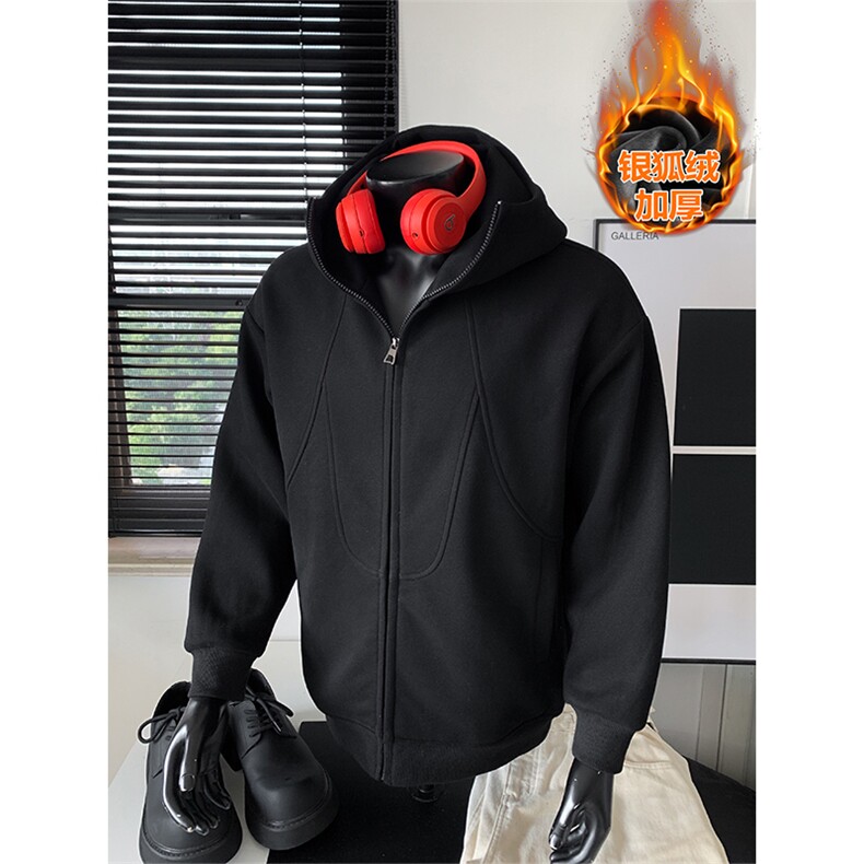 美式450g重磅华棉解构加绒银狐绒卫衣外套男W5088J加绒特P70控128，女装短外套，电商A001