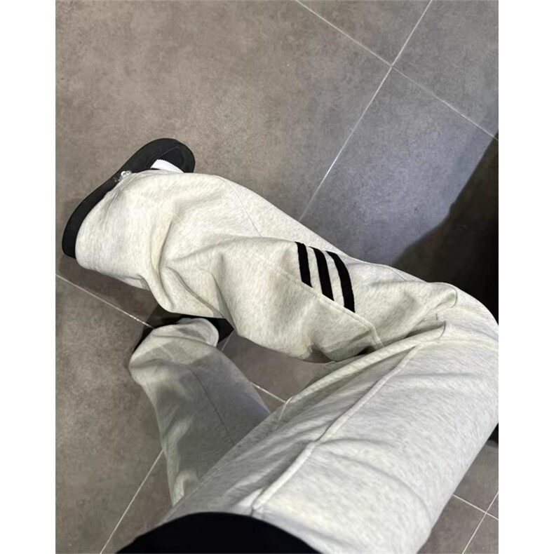 休闲裤子男款美式条纹弯刀卫裤宽松直筒运动裤STGWK53-P45图片