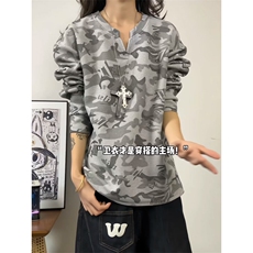 XZ809A/CX604/特P24/控48印花美式V领长袖打底衫卫衣，男装T恤，星座809A(原222-1)