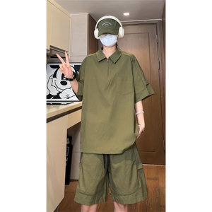 量大优  供视频 泡泡纱polo衫套装短袖短裤男 XH77TZ-特P50图片